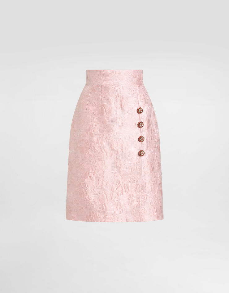 Dolce & Gabbana Floral jacquard skirt Pink F4C12ZFJTB4