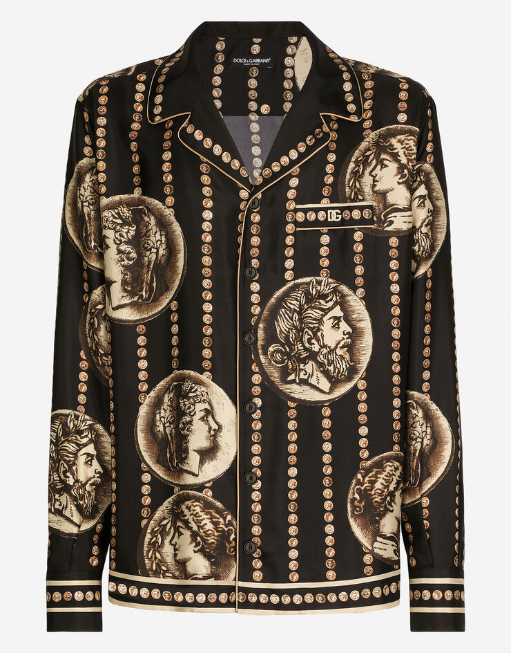Dolce&Gabbana Coin print silk twill shirt Black G5IF1THI1J3