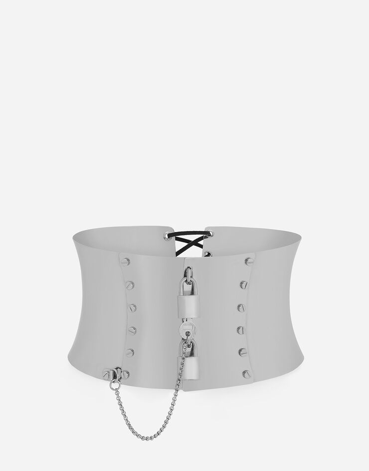 Dolce & Gabbana Hoher Korsettgürtel mit Vorhängeschlössern Silber WLN8M1W1111