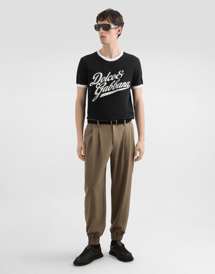 Dolce & Gabbana Cotton t-shirt with flock print Black G8PV1TG7PGC