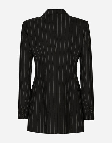 Dolce & Gabbana Double-breasted pinstripe woolen Turlington jacket Black F29ZQTFR20A