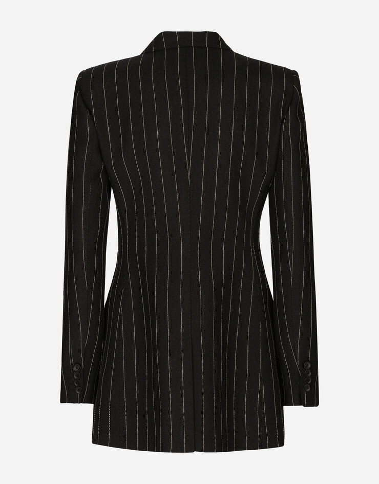 Dolce & Gabbana Double-breasted pinstripe woolen Turlington jacket Black F29ZQTFR20A