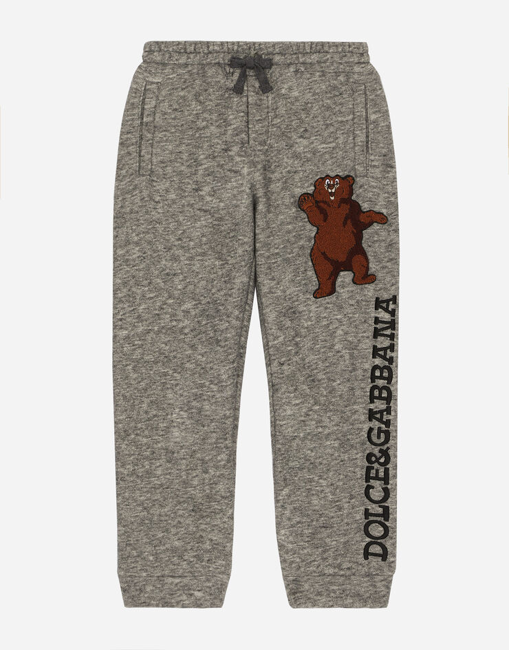 DolceGabbanaSpa Cotton jogging pants with patch and logo embroidery Grey L4JPFEG7KFS