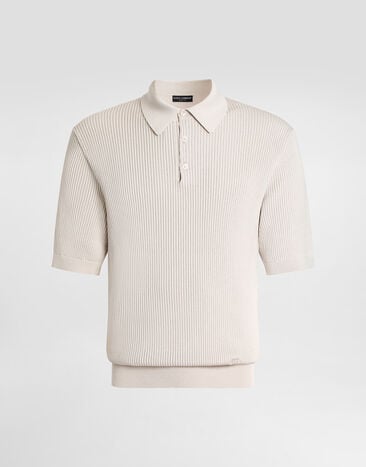 Dolce & Gabbana Micro-rib cotton polo shirt Cream GXZBJZJBCJC