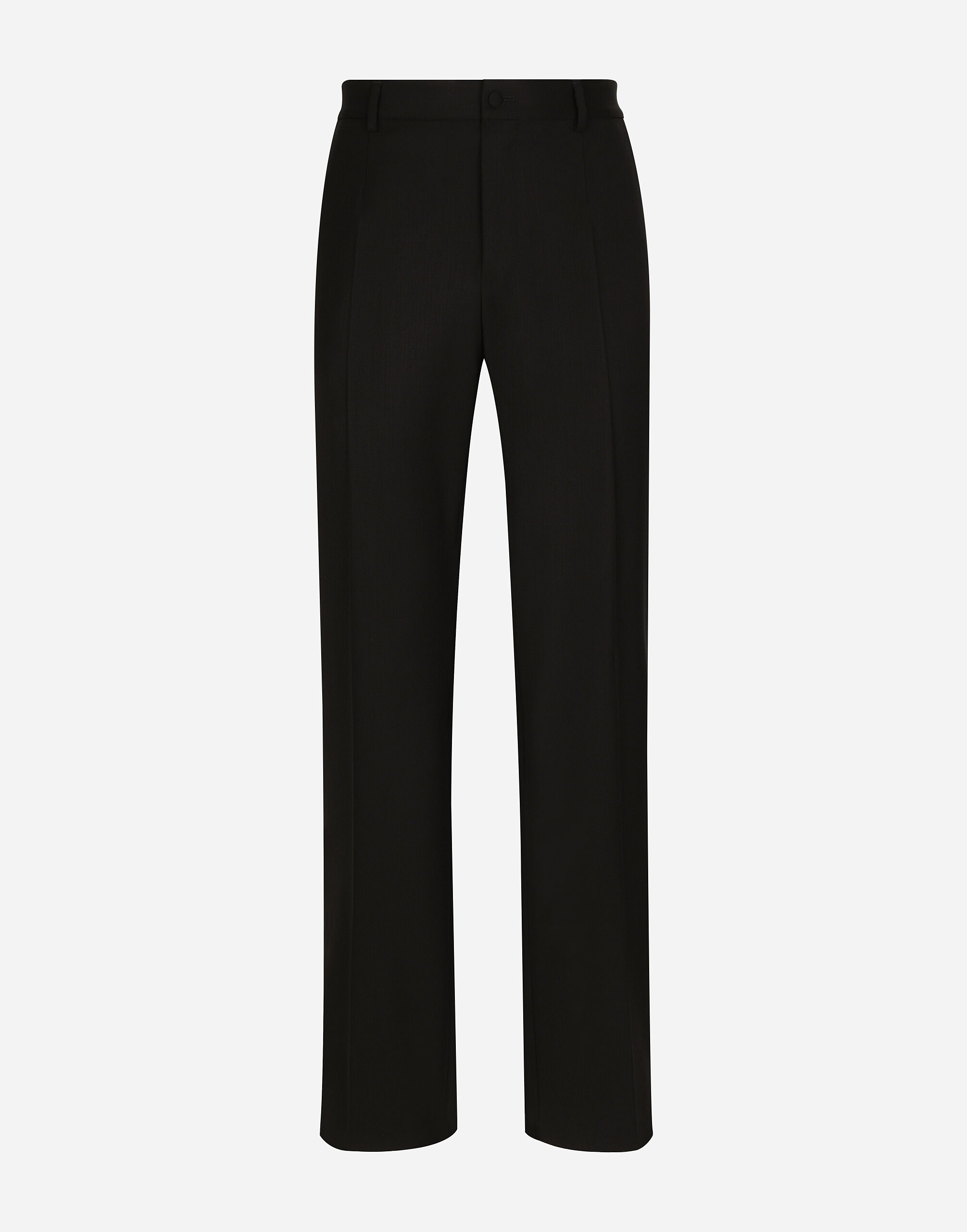 Dolce & Gabbana Pantalon jambe droite en laine stretch Noir G2RQ2TGF815