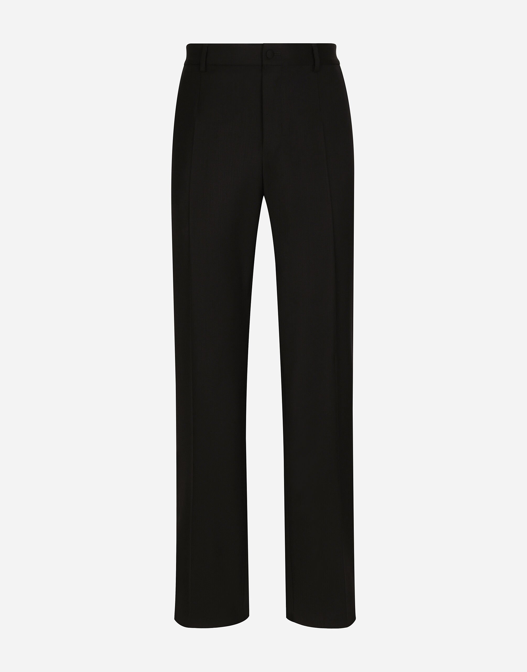 Dolce & Gabbana Pantalon jambe droite en laine stretch Noir G2RQ2TGF815