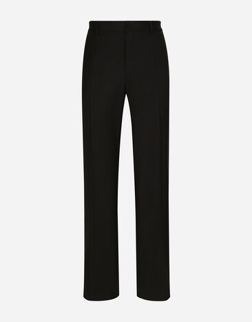 Dolce & Gabbana Pantalon jambe droite en laine stretch Noir GYZMHTGH667