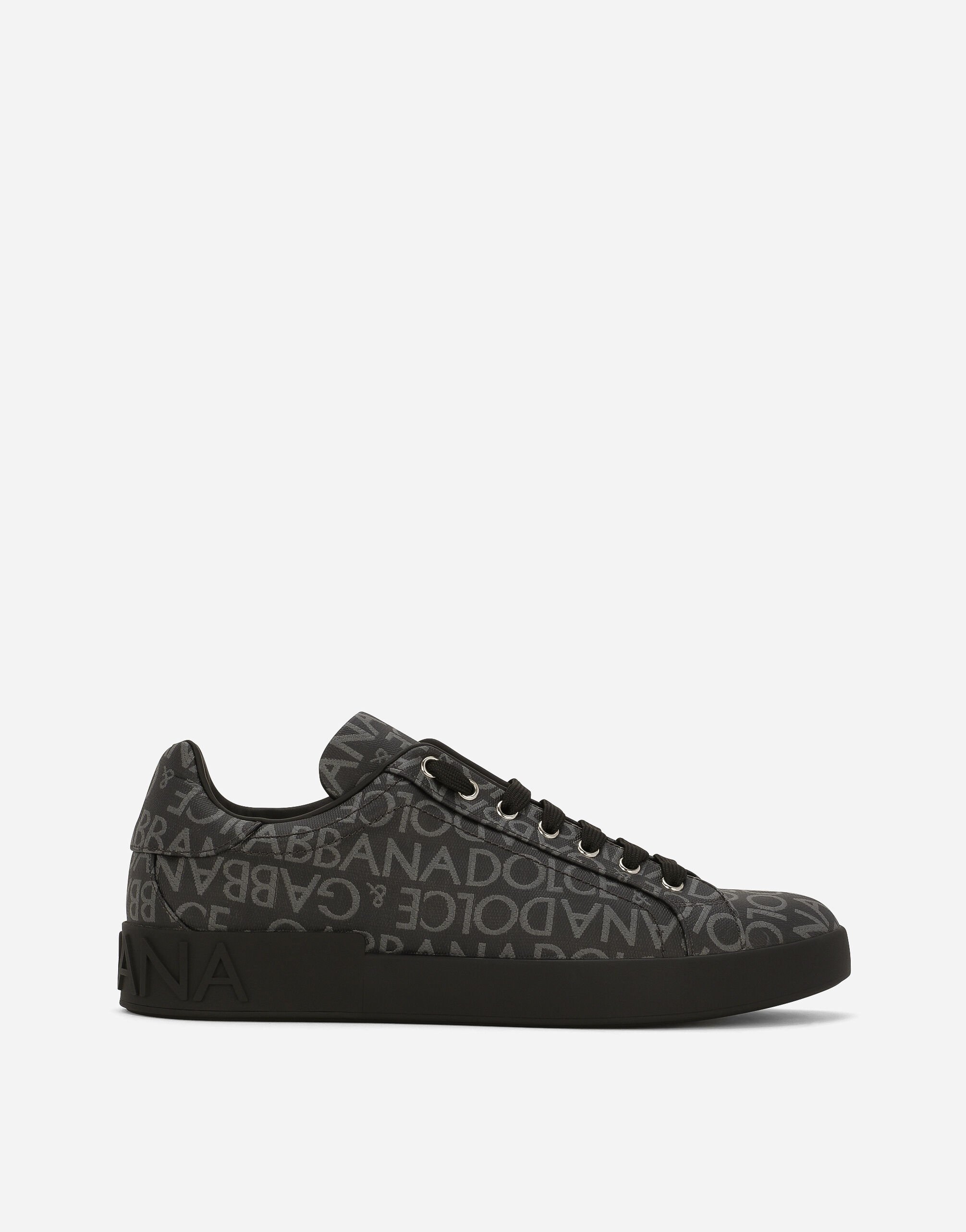 Dolce & Gabbana Coated jacquard Portofino sneakers Black G9ZU0ZG7K4P