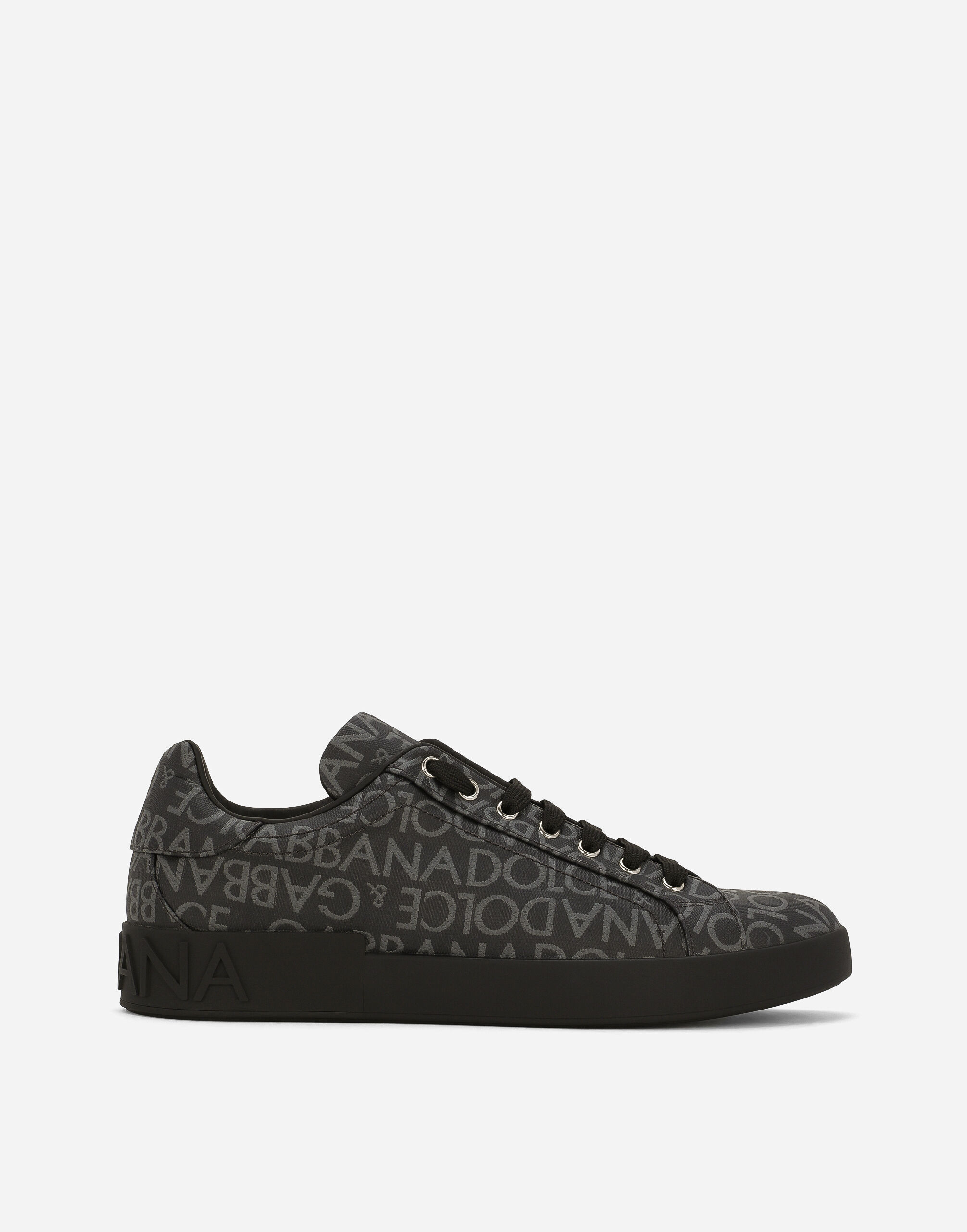 Dolce & Gabbana Sneaker Portofino aus beschichtetem Jacquard Schwarz G9ZU0ZG7K4P