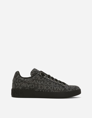 Dolce&Gabbana Sneakers Portofino en jacquard enduit Noir BM2123AQ437
