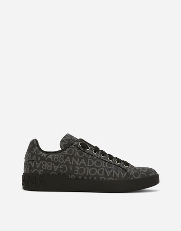 Dolce & Gabbana Sneaker Portofino in jacquard spalmato Nero G9ZU0ZG7K4P