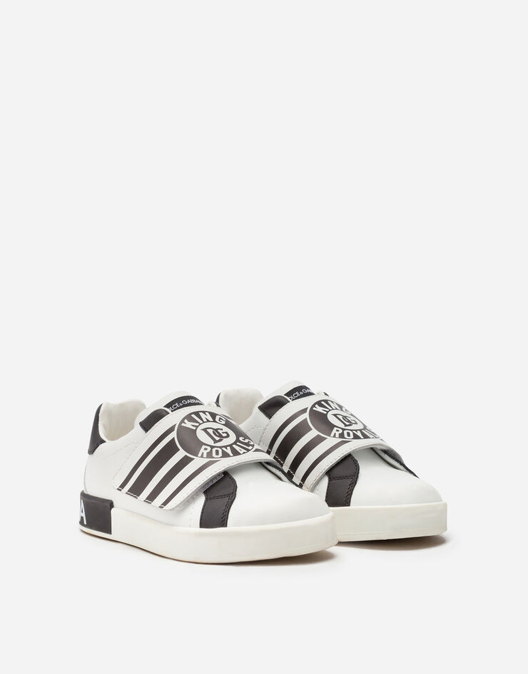Dolce & Gabbana Portofino custom sneakers in calfskin with DG King royals print BLANCO DA0770AJ954