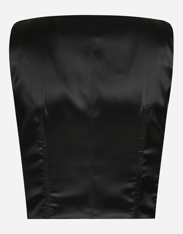 Dolce & Gabbana Single-breasted silk duchesse tuxedo vest Black F792ETFU1KM
