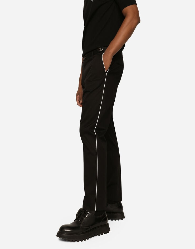 Dolce & Gabbana Hose Baumwollstretch mit DG-Hardware Schwarz GVRCETFUFJR