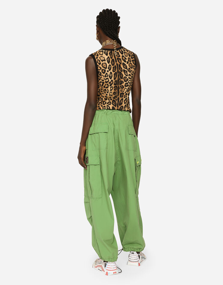 Dolce & Gabbana Leopard-print jersey tank top Multicolor I8ABVWG7BPW