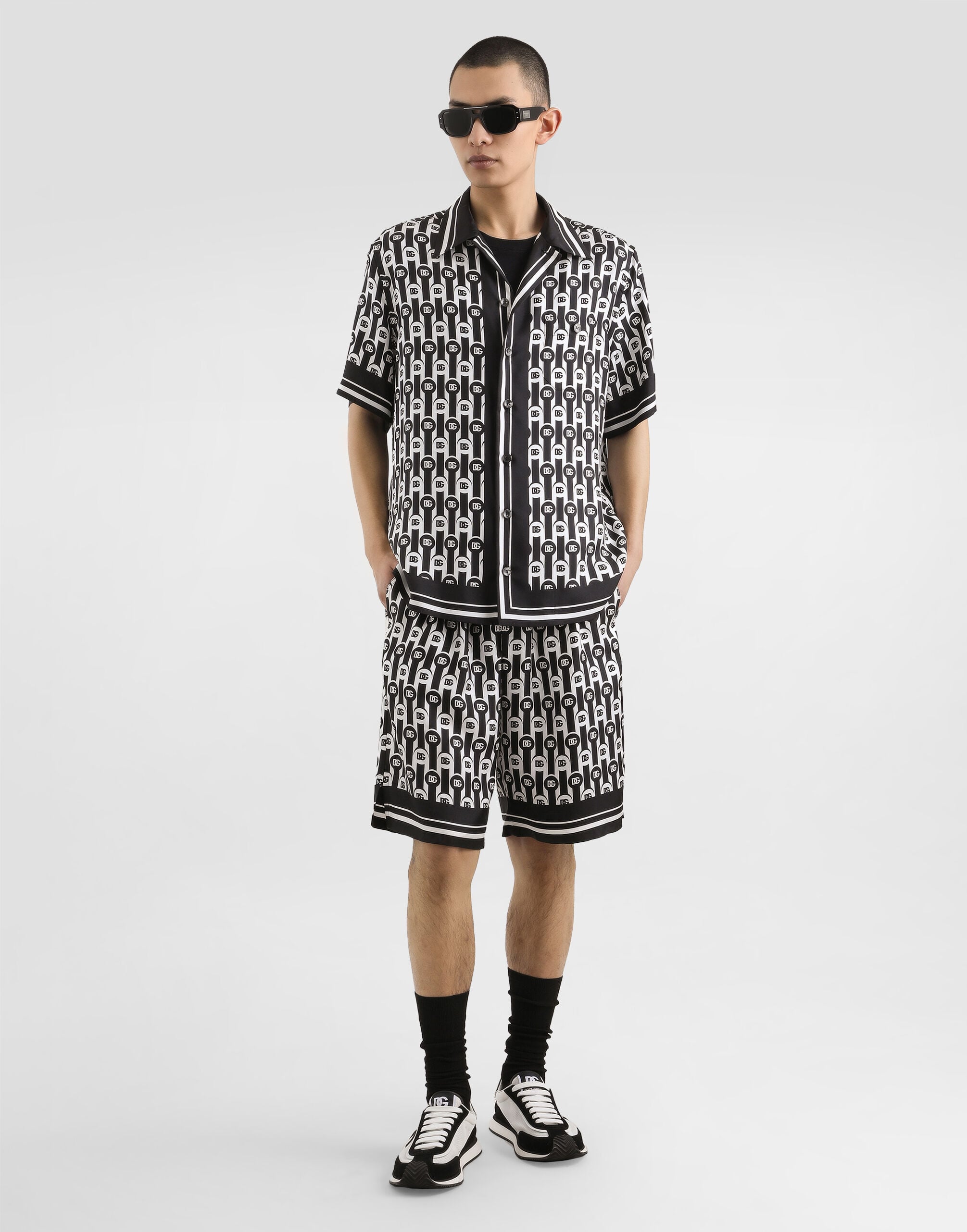 Silk twill bermuda shorts in Print for Men | Dolce&Gabbana® US