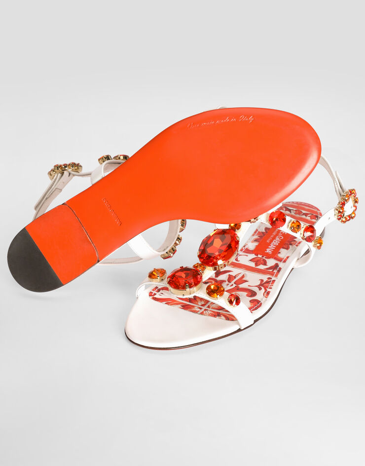Dolce & Gabbana Patent leather sandals with embroidery Multicolor CQ0601AT848