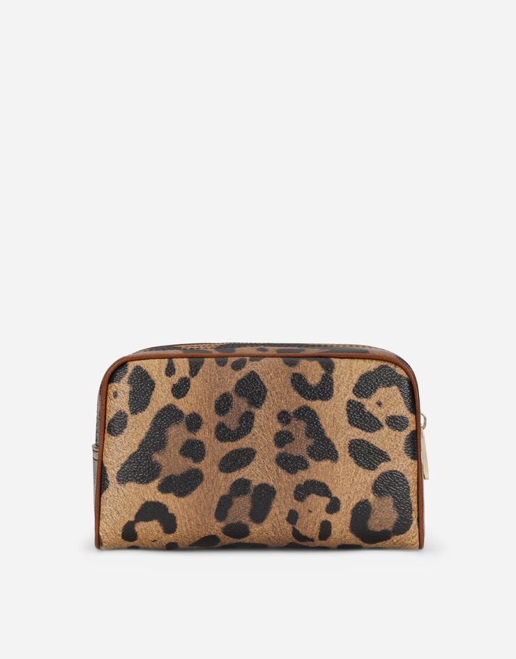 Dolce & Gabbana Leopard-print Crespo toiletry bag with branded plate Multicolor BI1446AW384