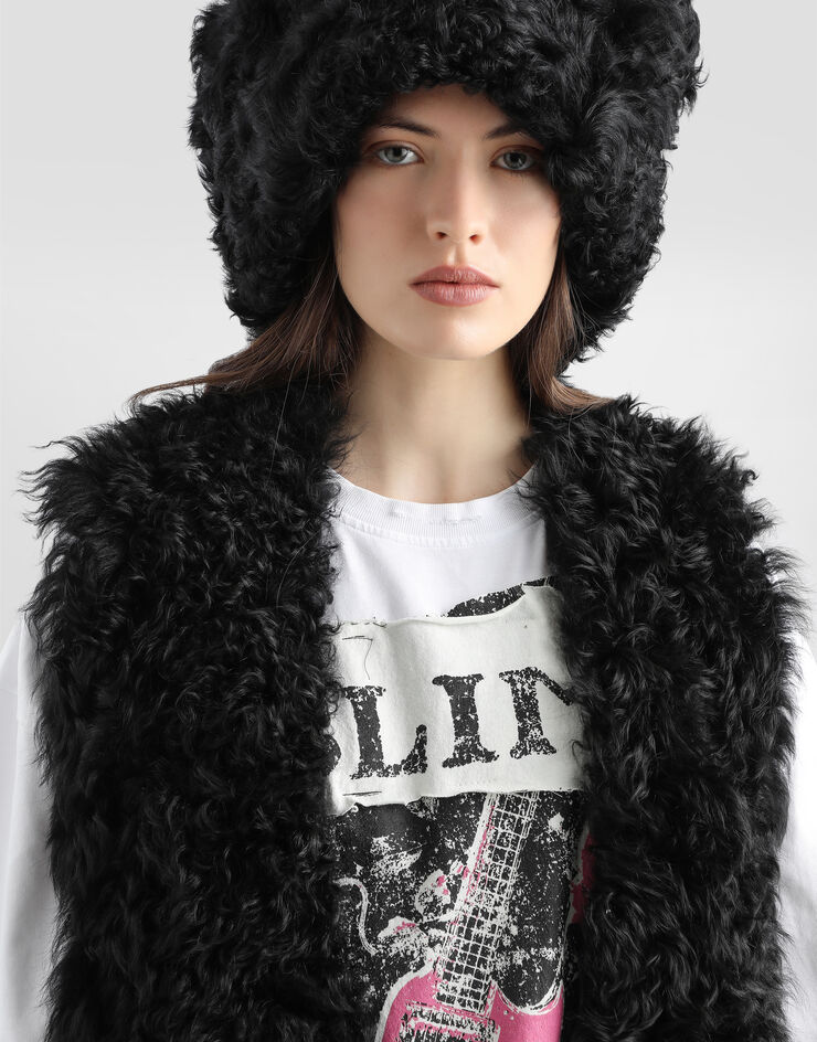 Dolce & Gabbana فيست كالغان من جلد خروف Black F793LFFUPPO