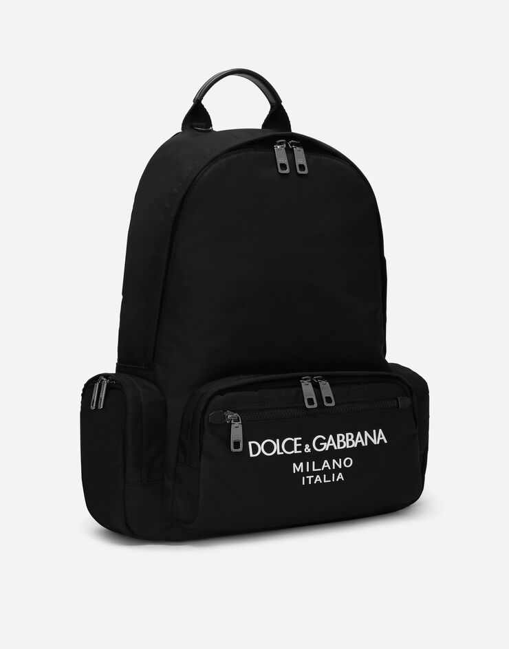 Dolce & Gabbana حقيبة ظهر نايلون بشعار مطاطي أسود BM2197AG182