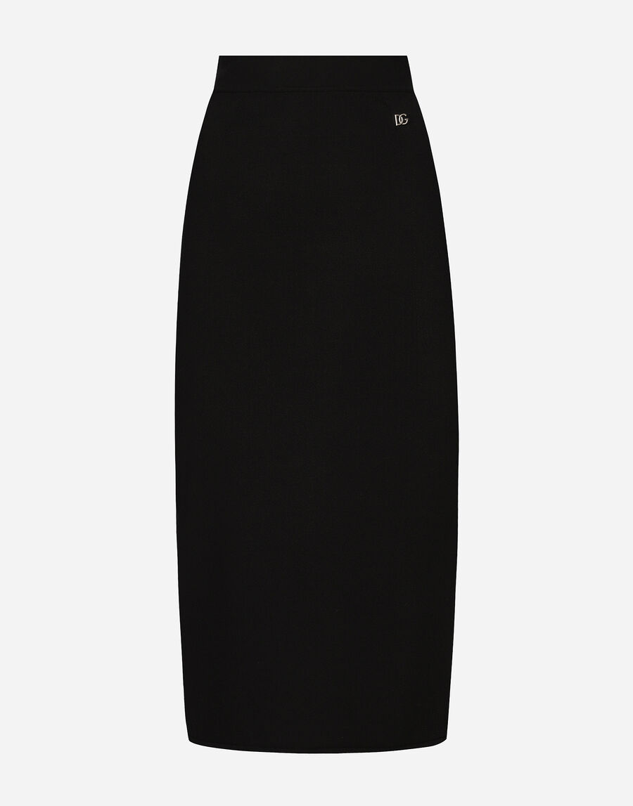 Stretch viscose knit pencil skirt with DG logo
