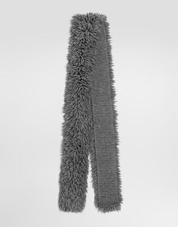 Dolce & Gabbana Knitted scarf with fur Grey GX79KTJGMMQ