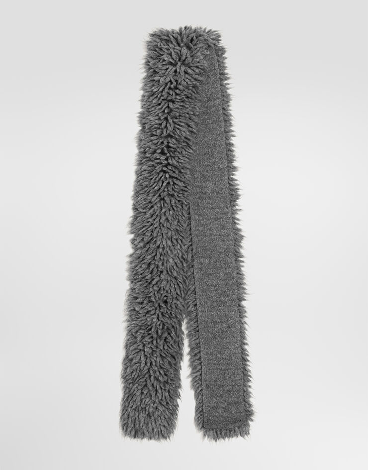 Dolce & Gabbana Knitted scarf with fur Grey GX79KTJGMMQ