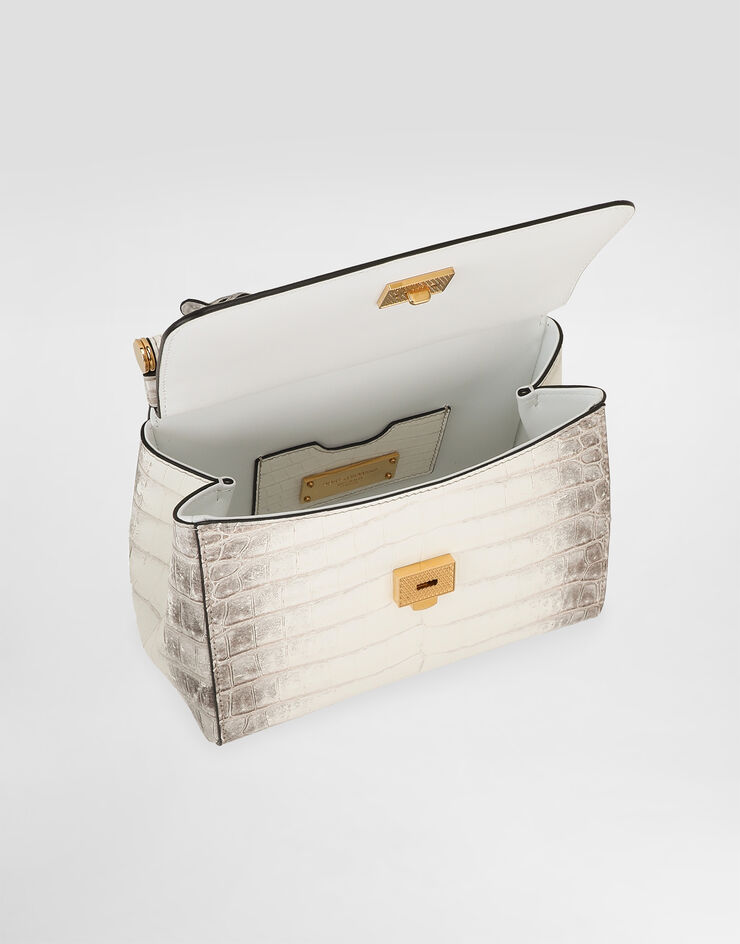 Dolce & Gabbana Bolso de mano Sicily mediano de cocodrilo Himalaya Blanco BB6003B2EM1