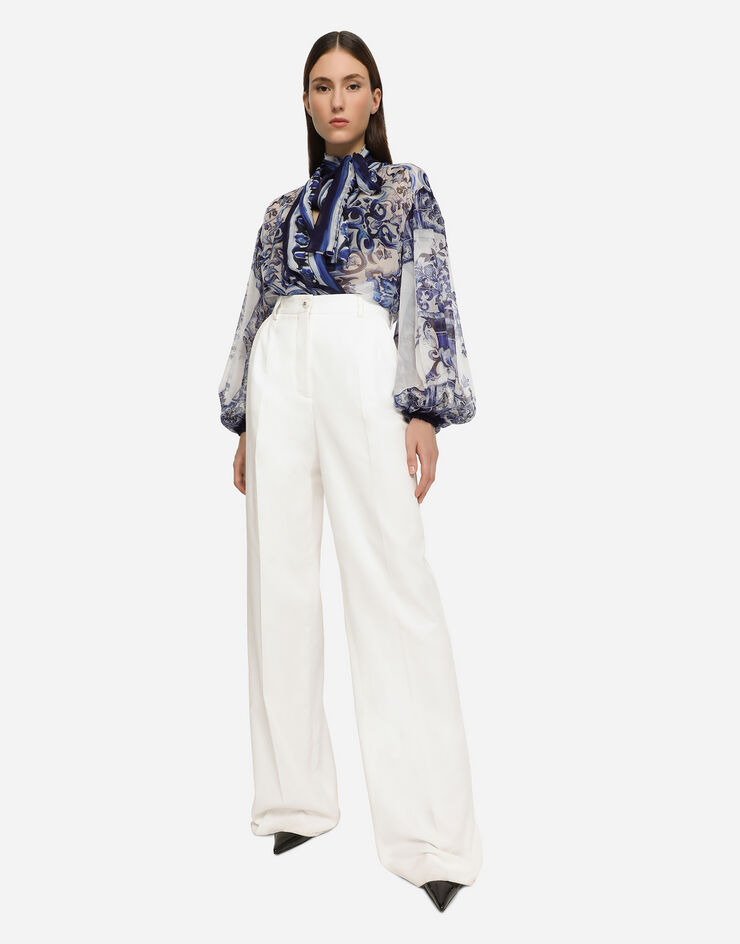 Dolce & Gabbana Bluse aus chiffon mit majolika-print Mehrfarbig F5P73THI1L9
