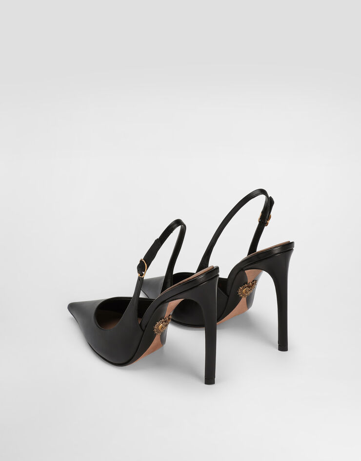 Dolce & Gabbana Zapato destalonado en piel de cabritilla brillante Negro CG0855A5738