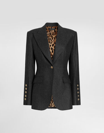 Dolce & Gabbana Turlington single-breasted jacket in wool flannel Grey F2JBNTFU291