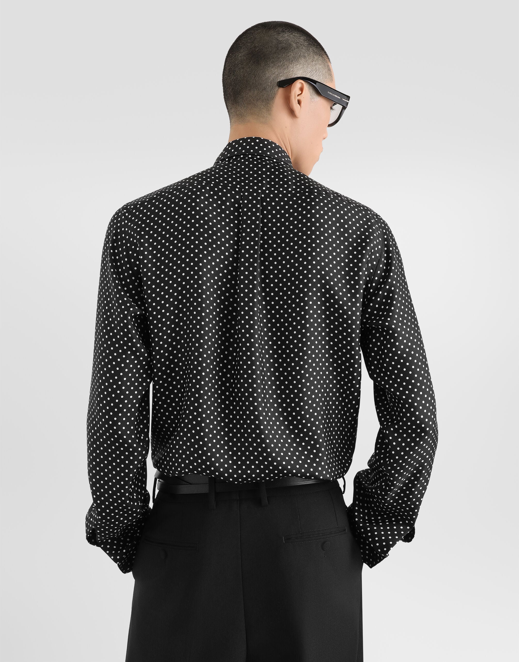 Polka dot-print silk twill martini shirt - thumbnail 5
