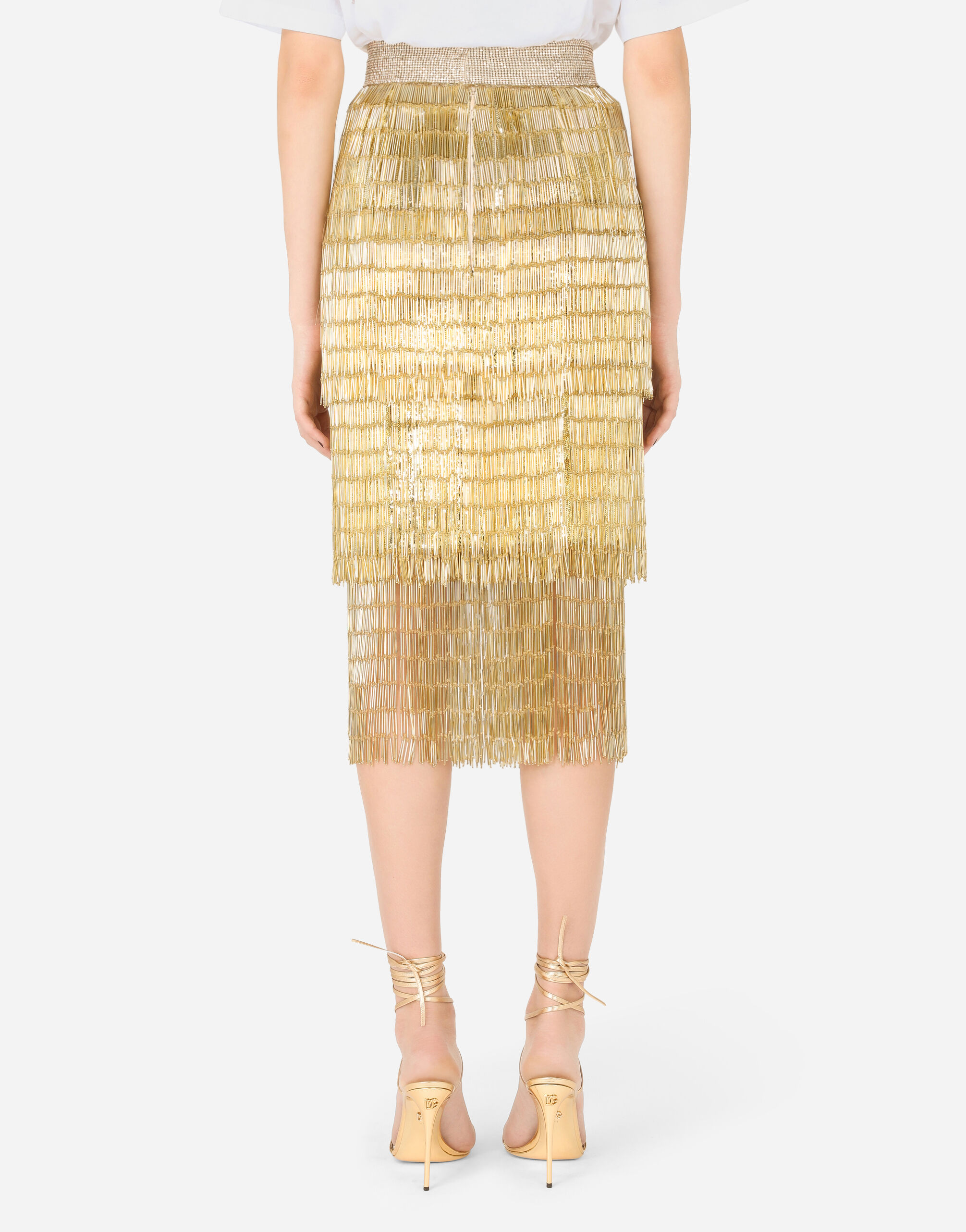 Dolce and gabbana gold sequin skirt shop