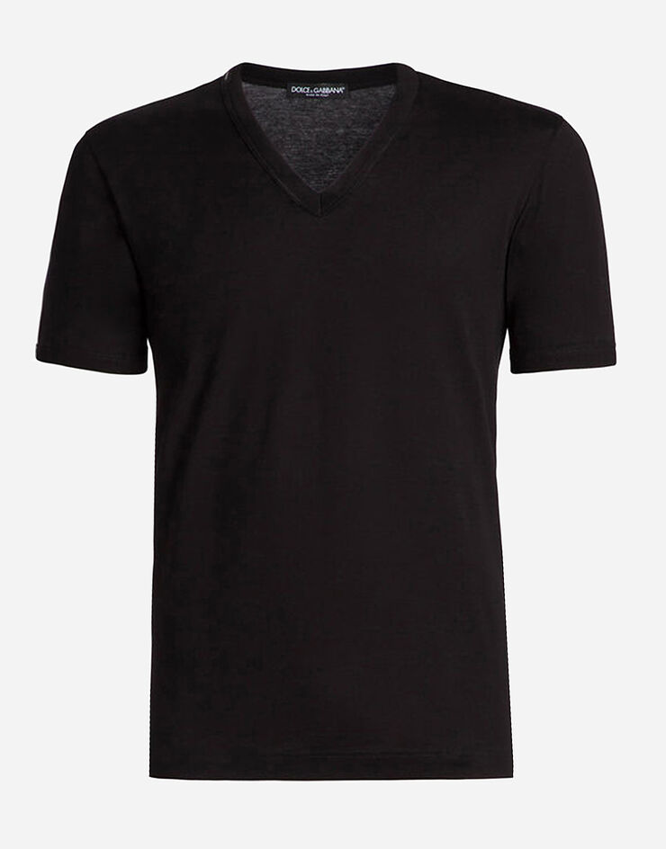 Dolce & Gabbana T-SHIRT SCOLLO V Black G8CX9TG7ZHH