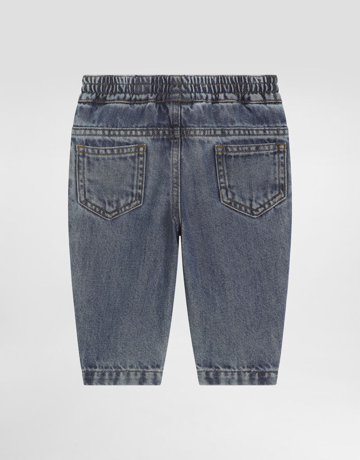 Dolce & Gabbana 5-pocket denim jeans with branded label Multicolor L14P83LDD11