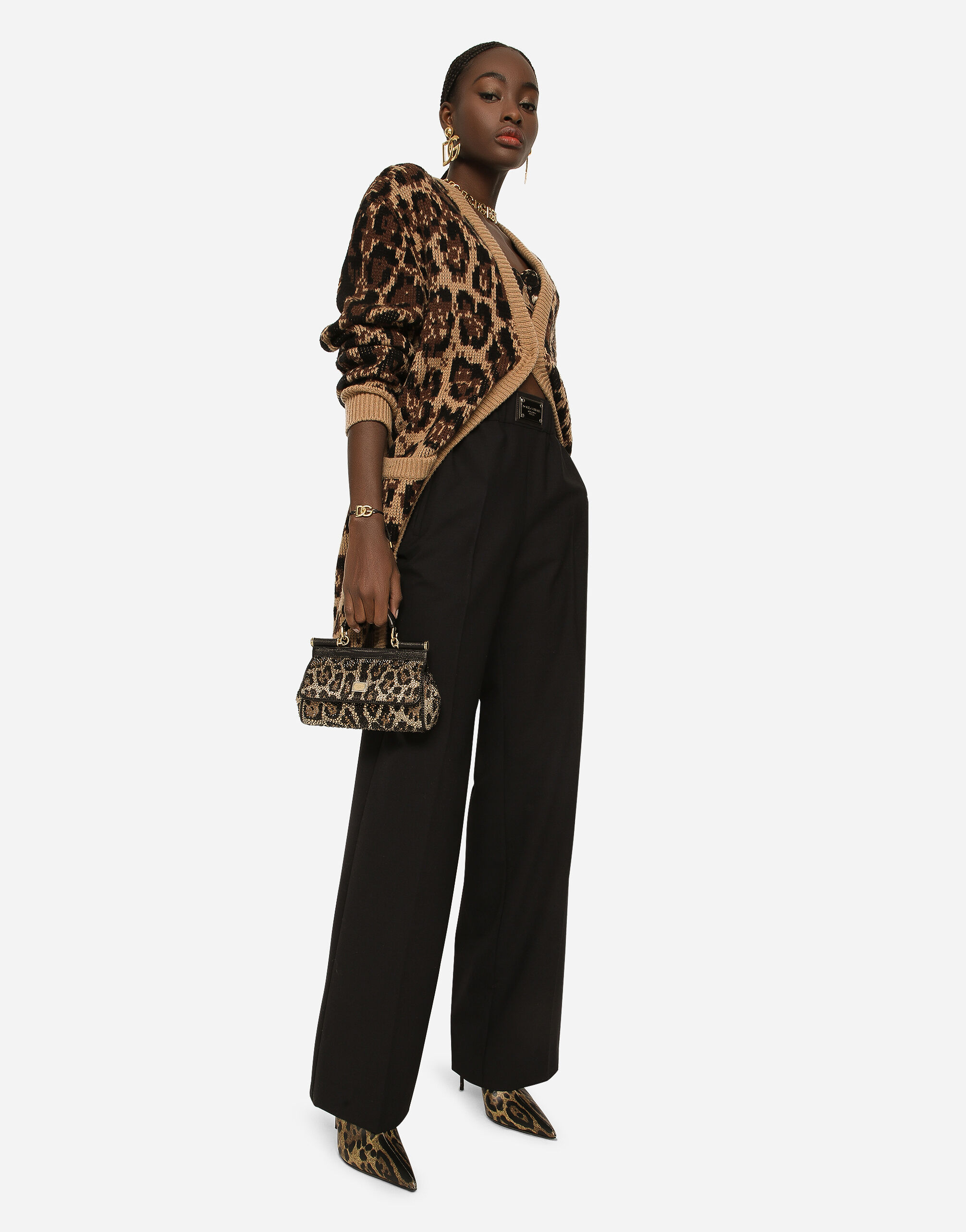Flared wool pants with logo tag - thumbnail 2