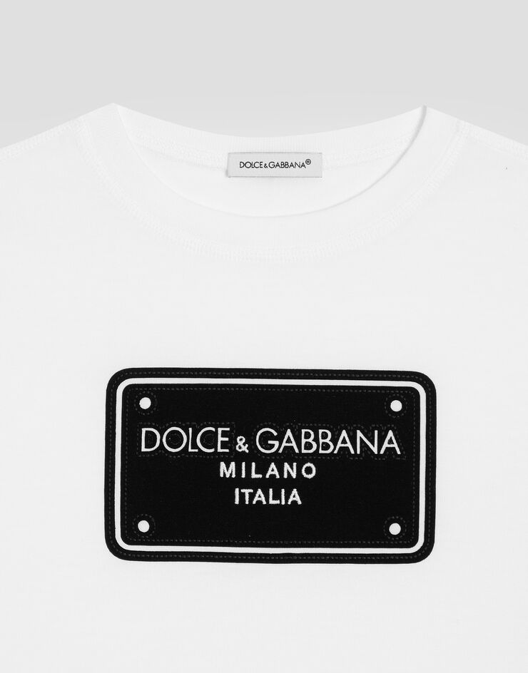 Dolce & Gabbana Jersey T-shirt with logo tag White L4JTHVG7N0G