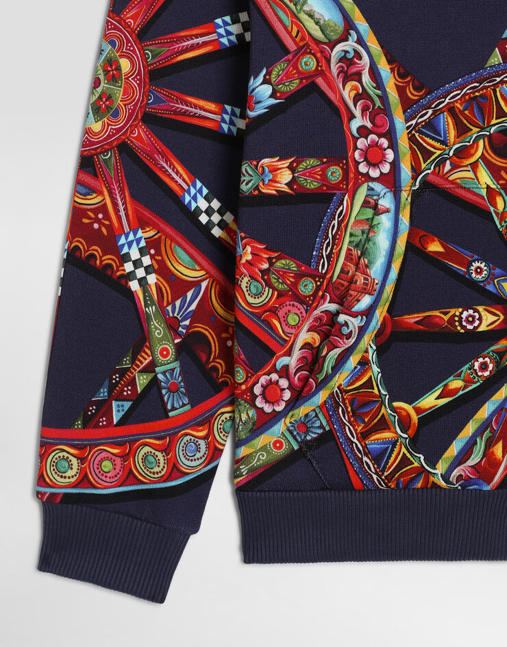 Dolce & Gabbana Carretto-print cotton hooded sweatshirt Multicolor L4JWNTHS7RF