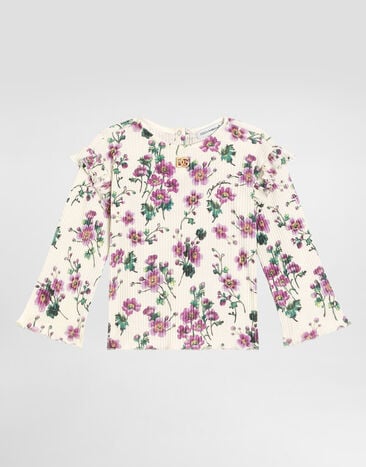 Dolce & Gabbana Violets-print ribbed t-shirt Print L2JTPKHS7QZ