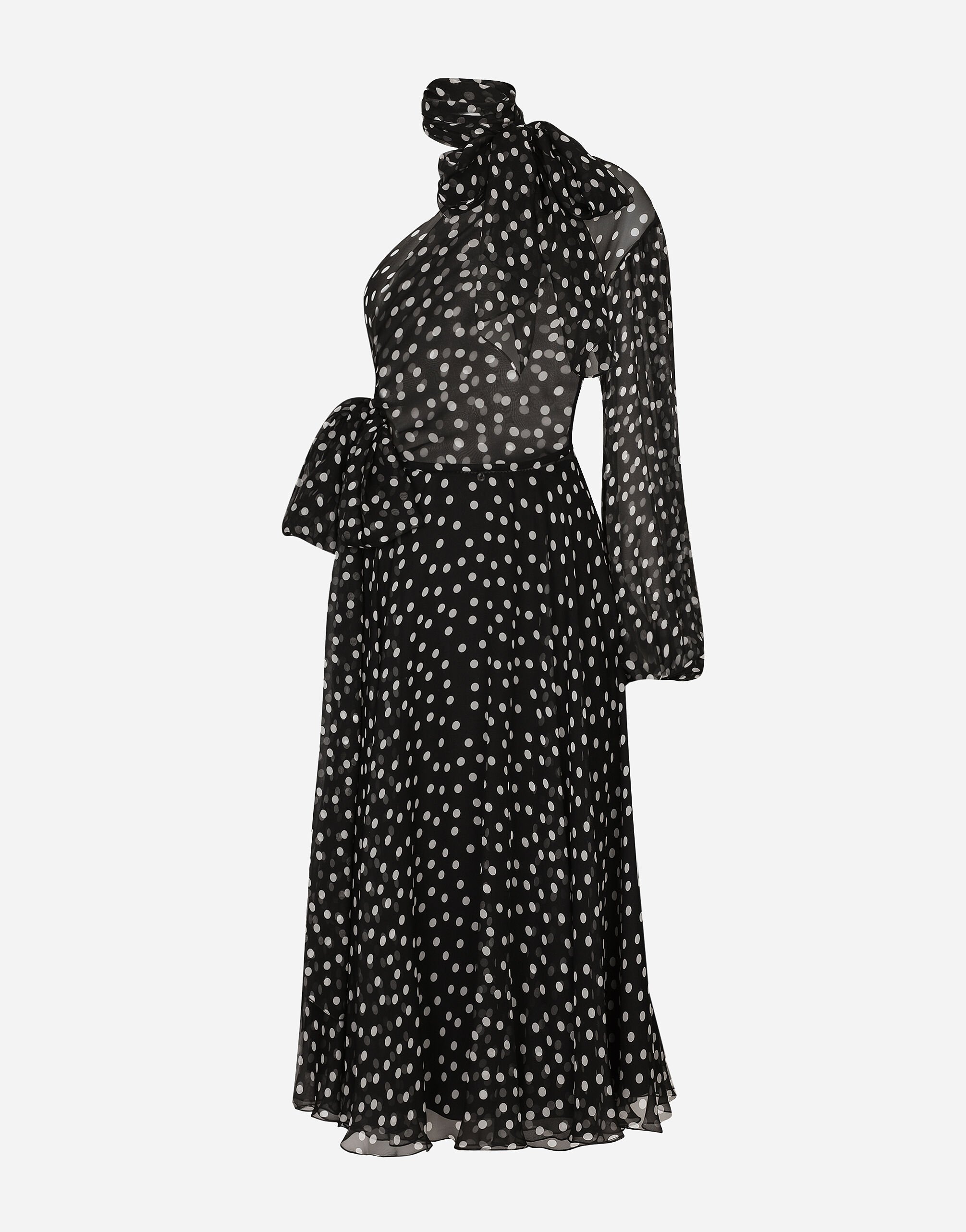Dolce & Gabbana One-Shoulder-Kleid aus Chiffon Punkteprint Print F0E1KFFJSCU