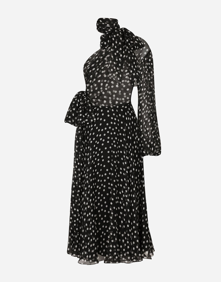 Dolce & Gabbana Polka-dot one-shoulder chiffon dress Print F6JFLTIS1UI