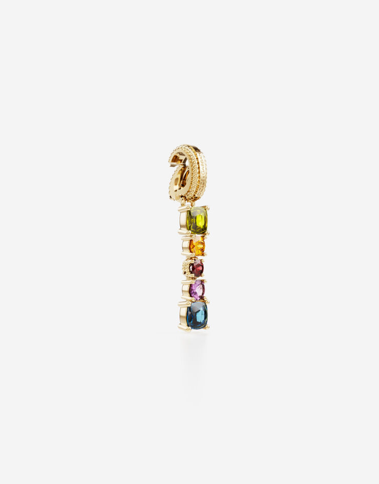 Dolce & Gabbana Rainbow alphabet I 18 kt yellow gold charm with multicolor fine gems Gold WANR2GWMIXI