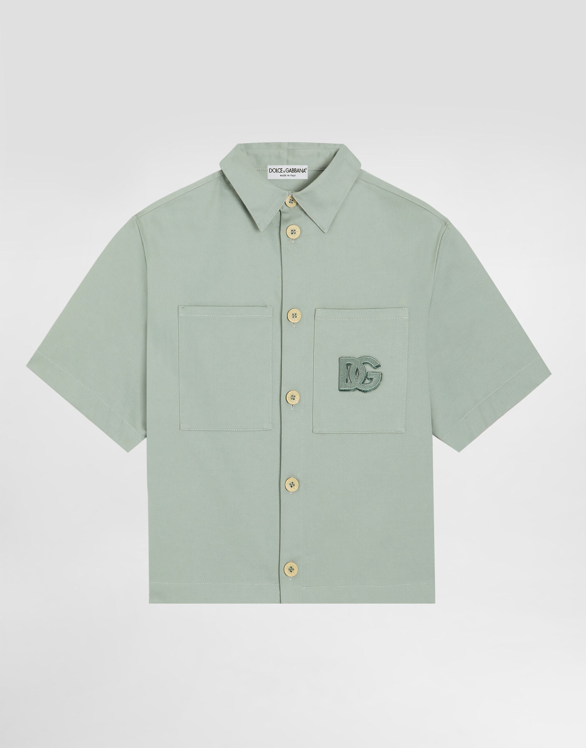Cotton sateen shirt in Green for Boys | Dolce&Gabbana® US