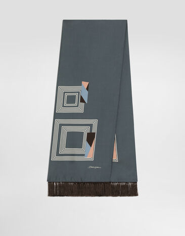 Dolce & Gabbana Vintage-print twill scarf Grey GQ386EG0WWW