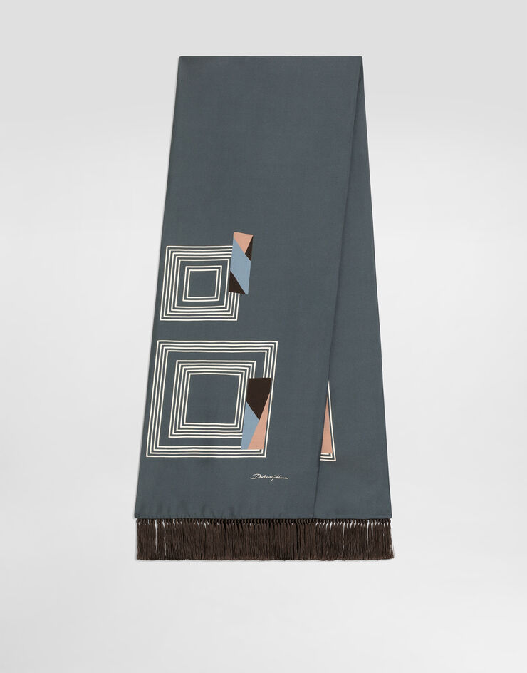 Dolce & Gabbana Vintage-print twill scarf Grey GQ386EG0WWW