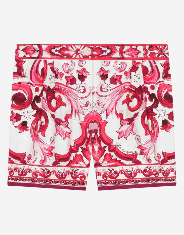 DolceGabbanaSpa Shorts de popelina con estampado Maiolica Multicolor L53Q04G7EY1