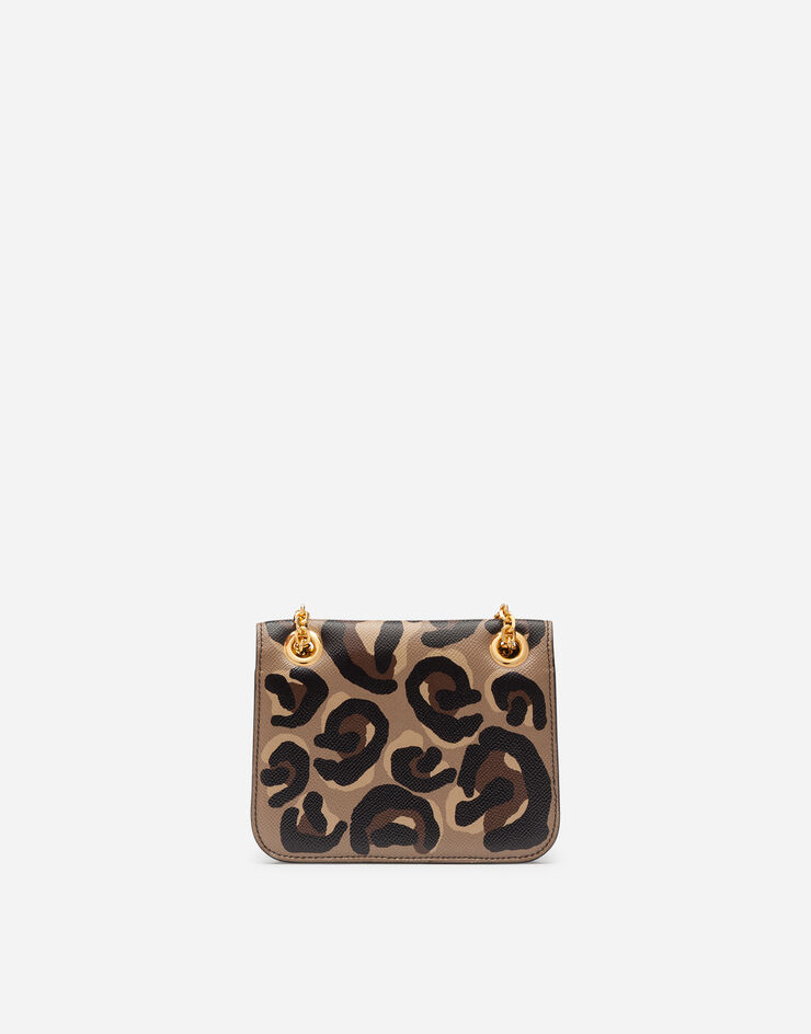 Dolce & Gabbana Small jungle bag in calfskin with DG leo print and bejeweled closure ANIMAL PRINT BB6863AX920