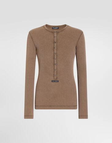 Dolce & Gabbana Serafino ribbed T-shirt Dolce & Gabbana Serafino ribbed T-shirt Brown G8PG8TG7P1J