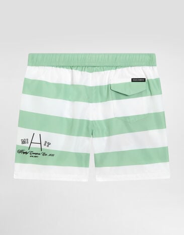 Dolce & Gabbana Boxer de baño medio en nailon con rayas Multicolor L4J850ON0CU