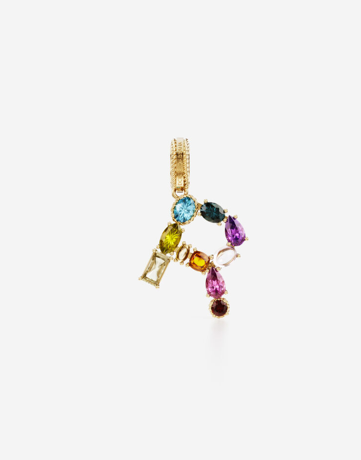 Dolce & Gabbana Breloque R Rainbow alphabet en or jaune 18 ct avec pierres multicolores Doré WANR2GWMIXR
